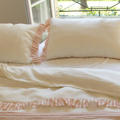Linen Pillow Cover Set - Blush Stripe