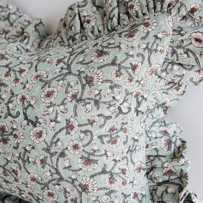 Linen Hand Block-Printed Pillow Cover No. 0232