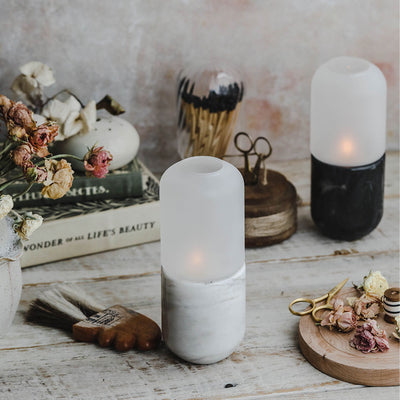Marble & Frosted Glass Candle Holder