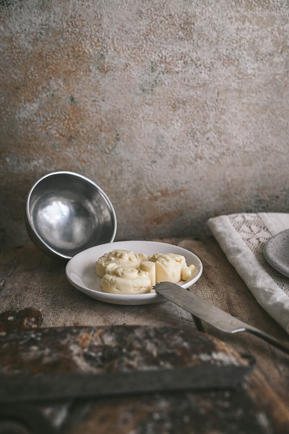 Mini Pewter & Ceramic Butter Dish Set