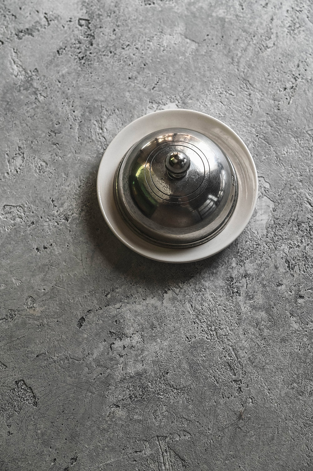 Mini Pewter & Ceramic Butter Dish Set