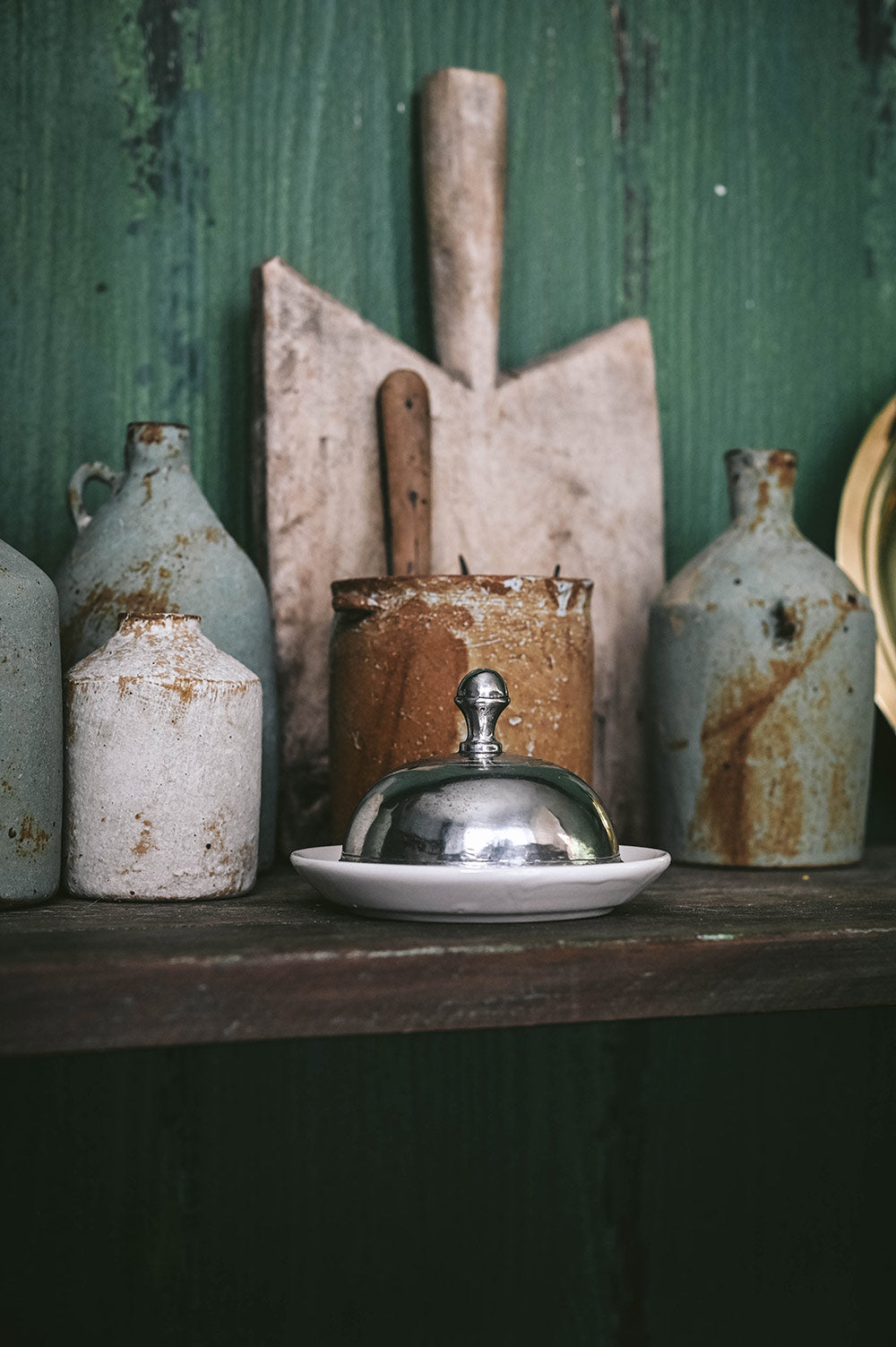 Mini Pewter & Ceramic Butter Dish Set