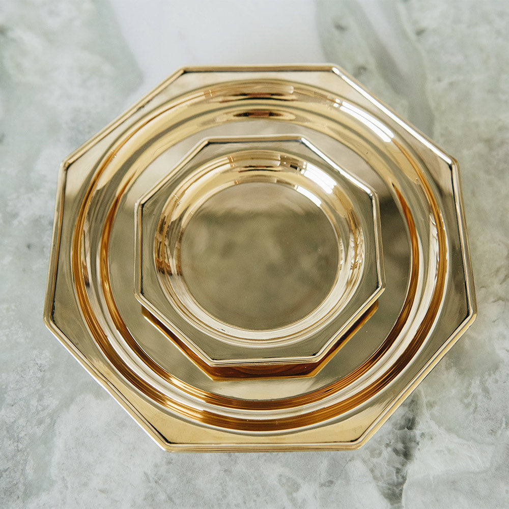 Roan Iris Octagon Tray - Unlacquered Brass