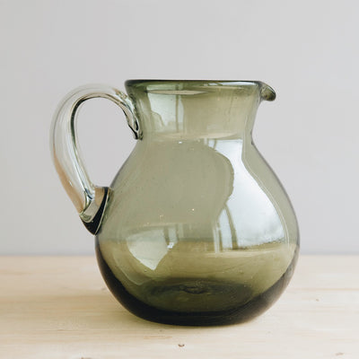 Round Glass Pitcher - Olive
