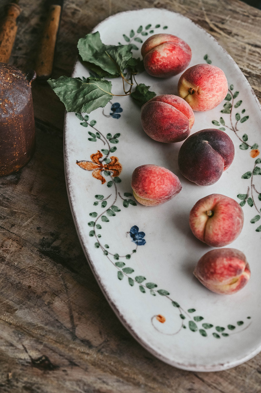 Hand-Painted Oval Ceramic Vine Platter