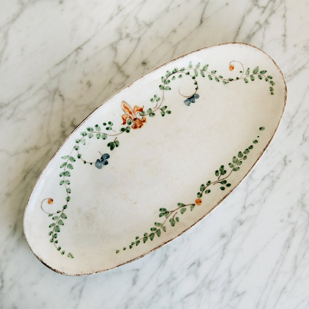 Hand-Painted Oval Ceramic Vine Platter