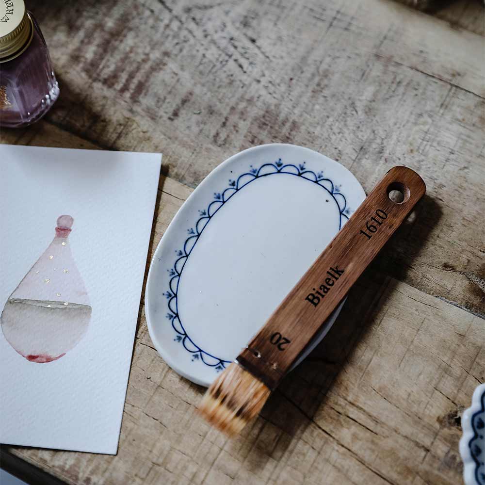 Hand-painted Porcelain Oval Tray - Indigo