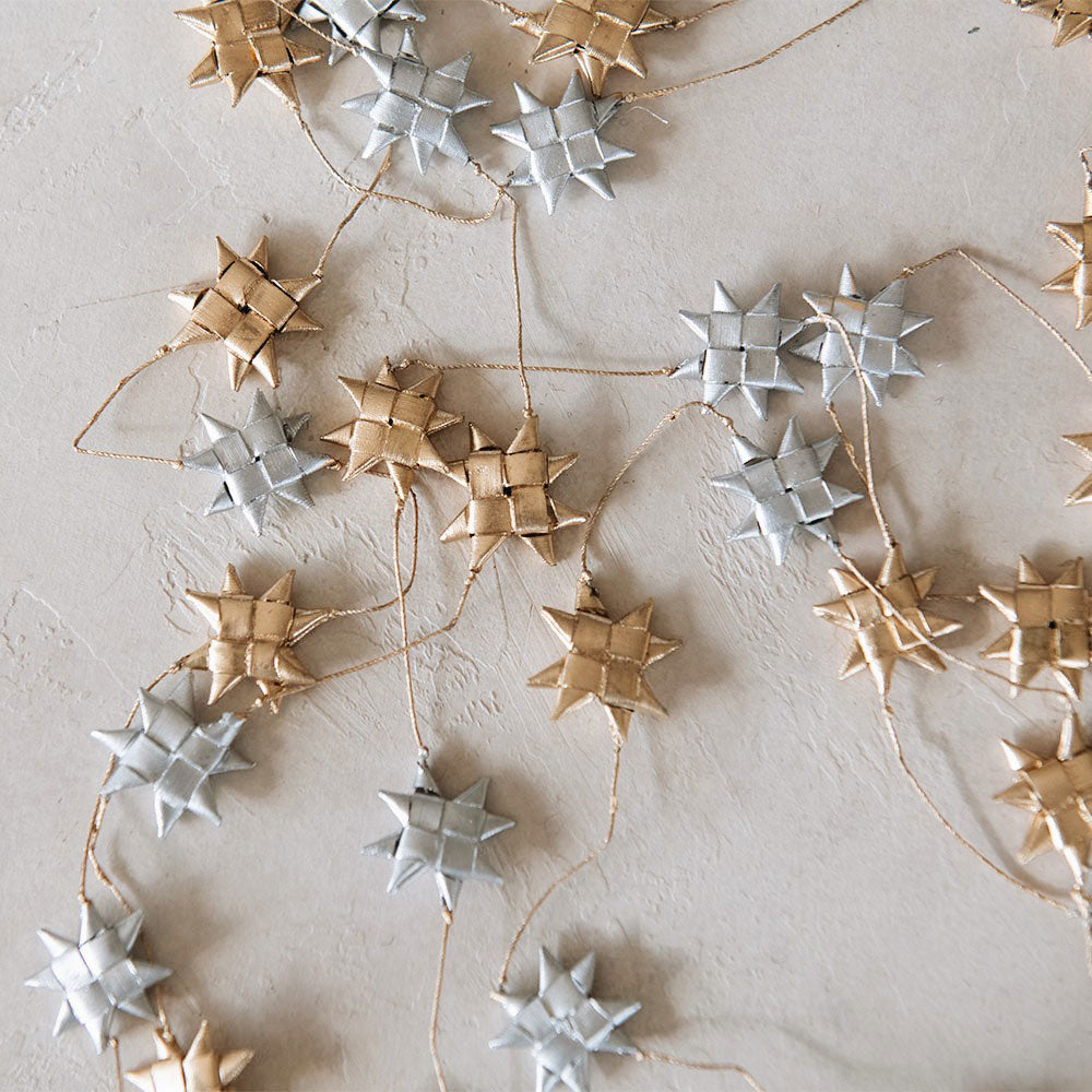 Palm Leaf Star Garland - Gold & Silver