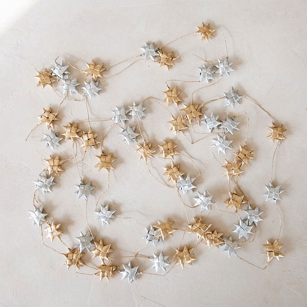 Palm Leaf Star Garland - Gold & Silver