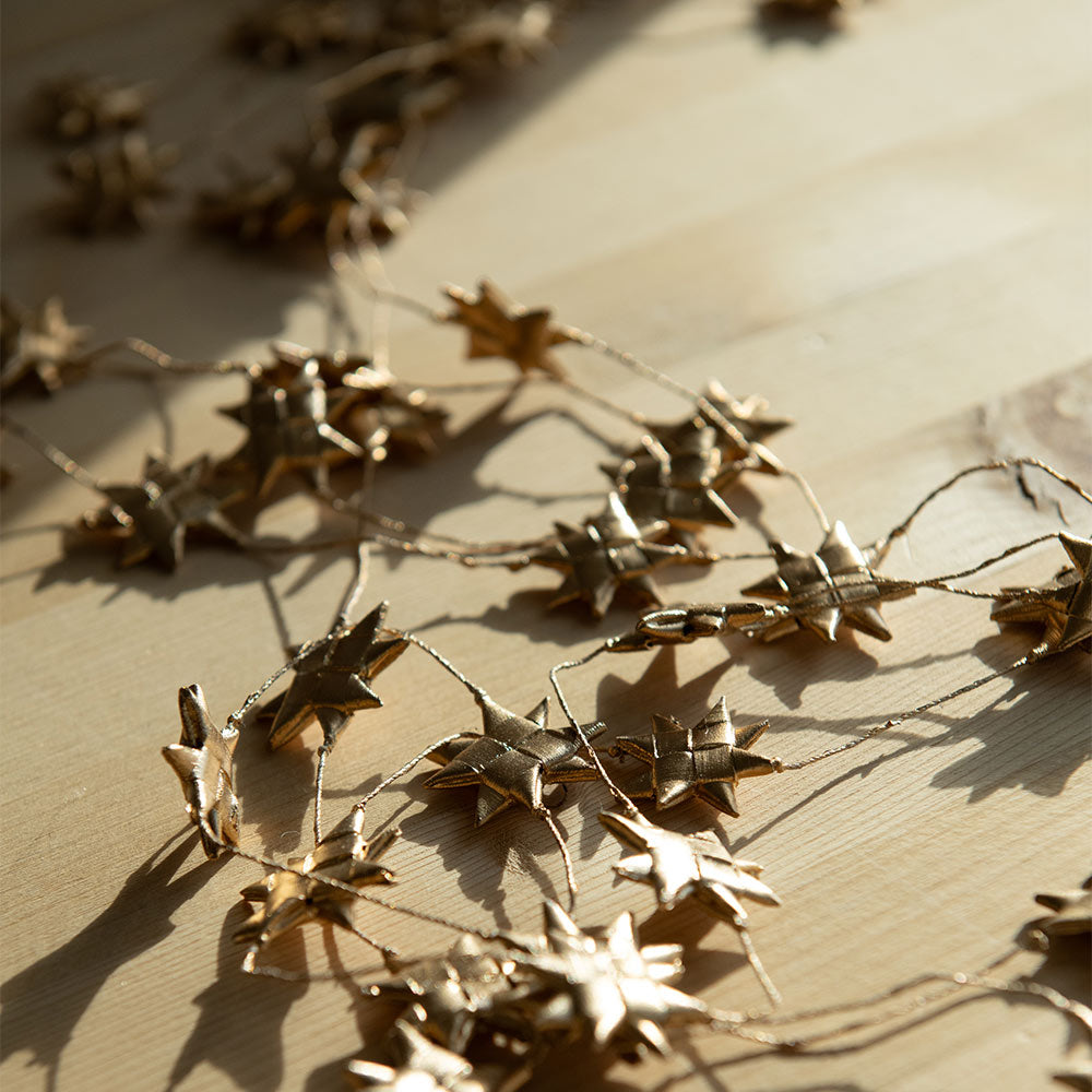 Palm Leaf Star Garland - Gold