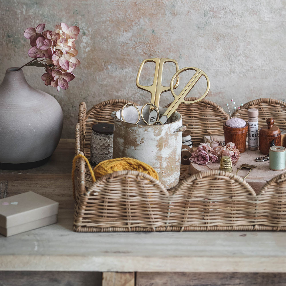 Sanders Scalloped Rattan Tray