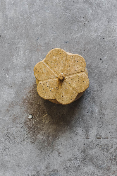 Lidded Red Travertine Petal Box