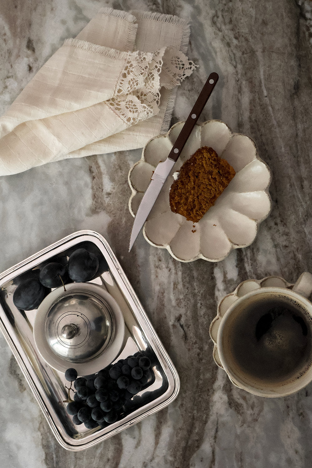 Mini Pewter & Ceramic Butter Dish Set