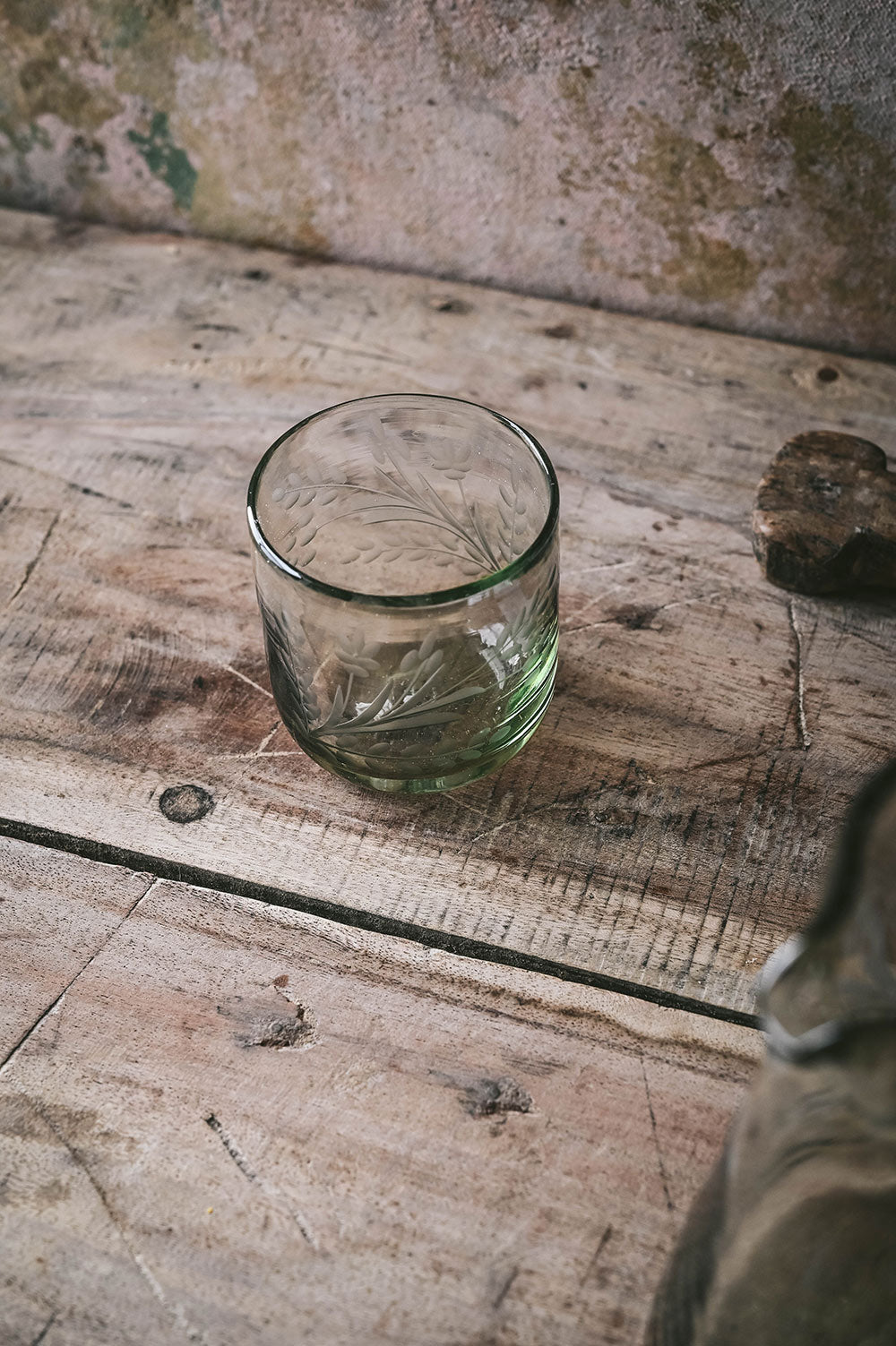 Hand-etched Floral Tumbler