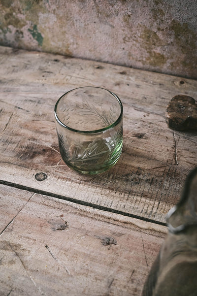 Hand-etched Floral Tumbler