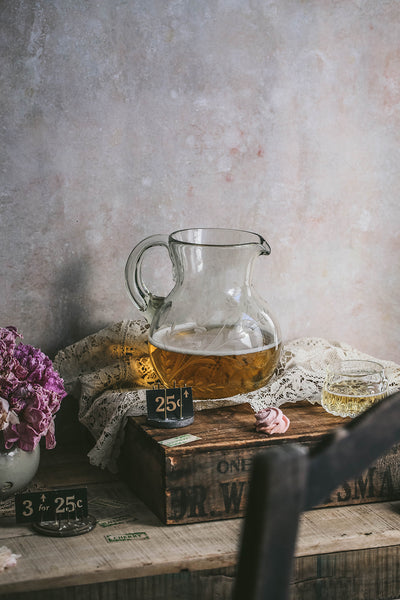Round Etched Artisan Glass Pitcher