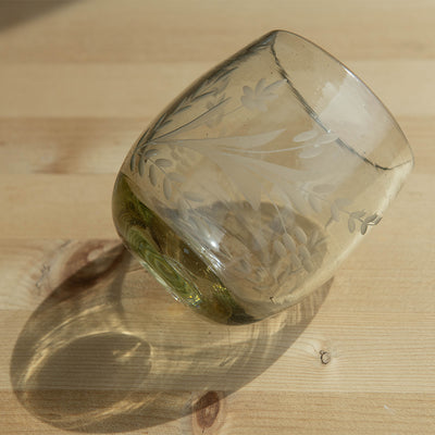 Hand-etched Round Floral Tumbler