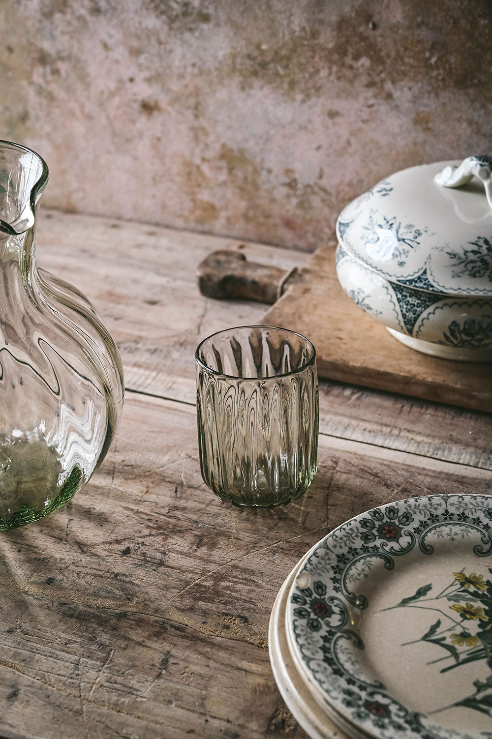 Tall Handblown Fluted Tumbler