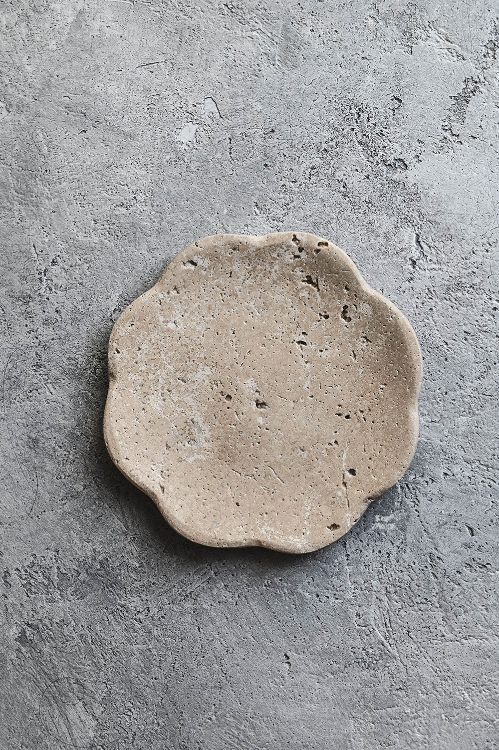 Round Travertine Petal Tray