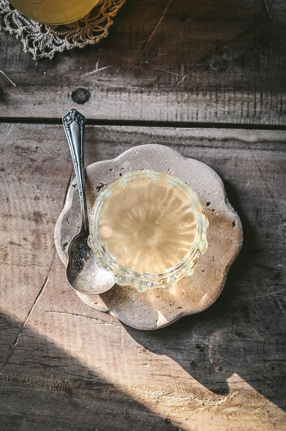 Round Travertine Petal Tray