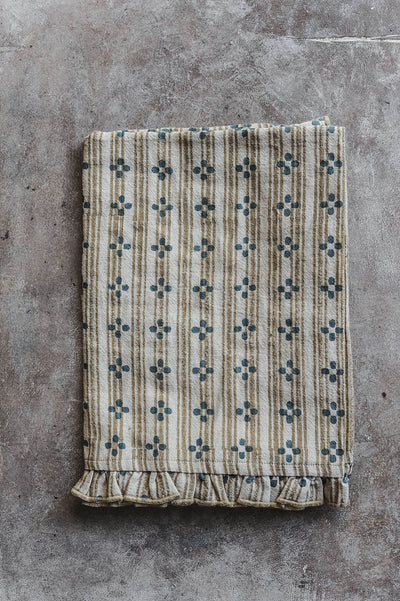 Block-Printed Ruffle Edge Kitchen Textiles - Sand