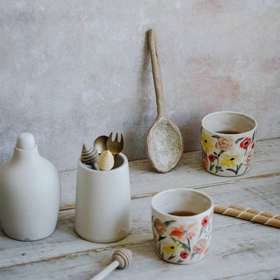 Rustic Brown Stoneware Serving Spoon