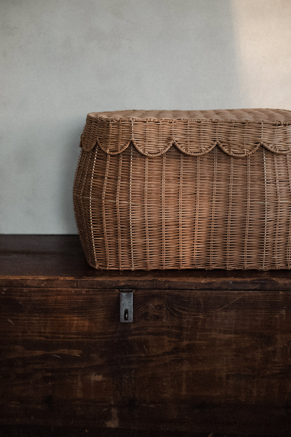 Sage Scalloped Storage Basket with Lid