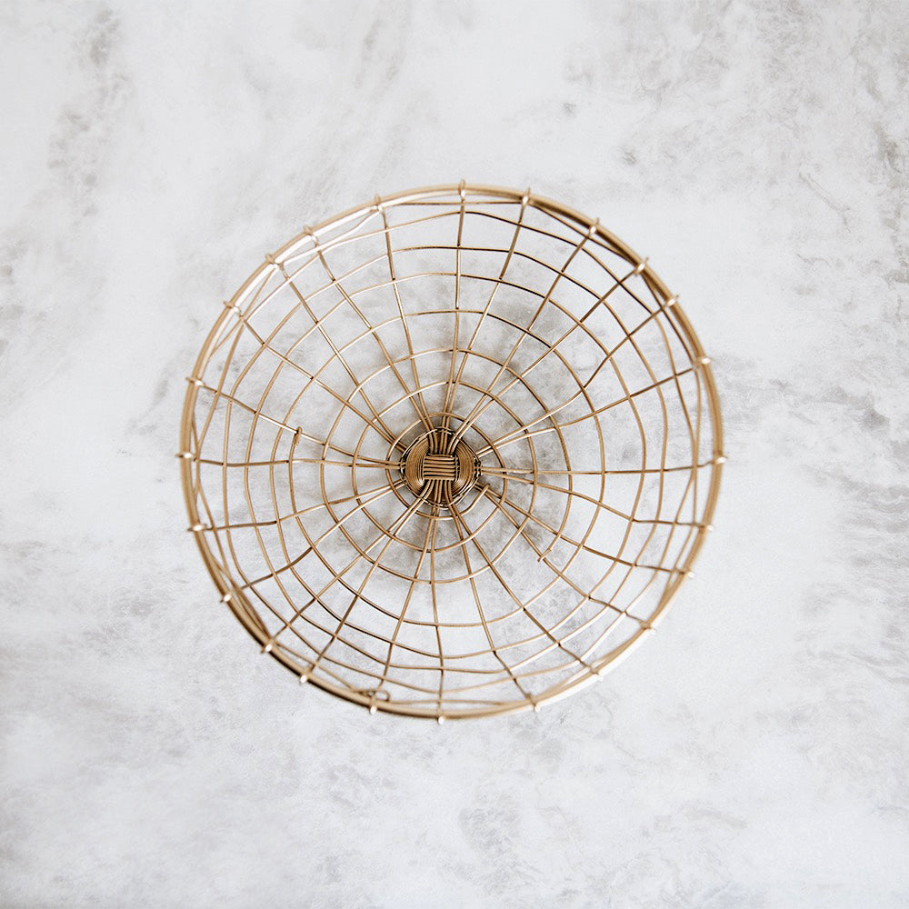 Short Round Brass Wire Basket - Small