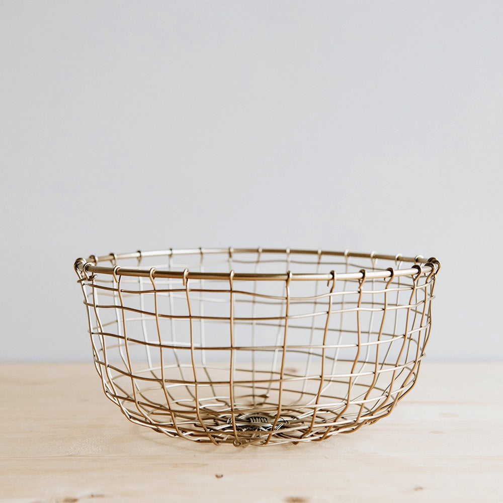 Short Round Brass Wire Basket