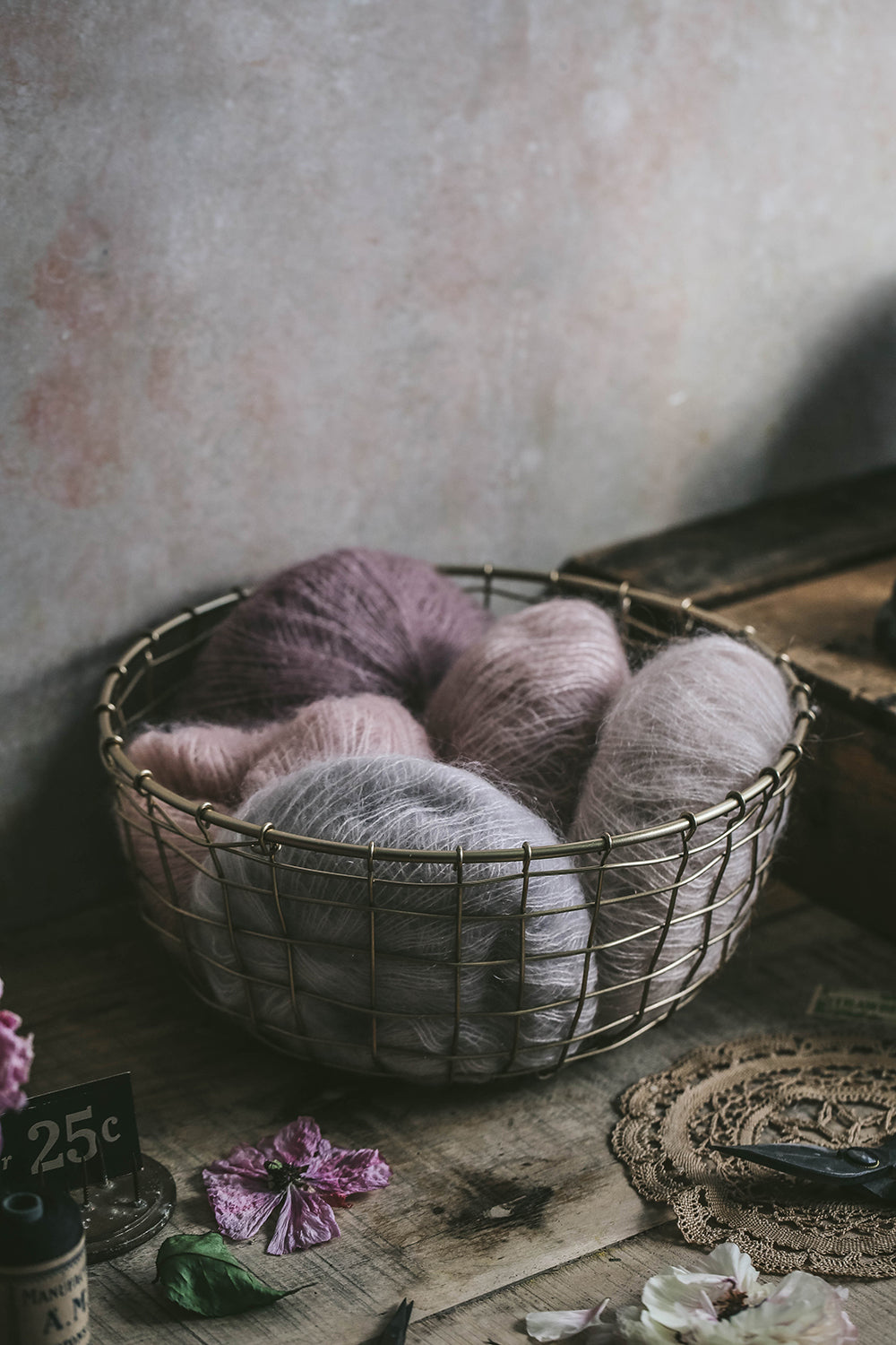 Short Round Brass Wire Basket