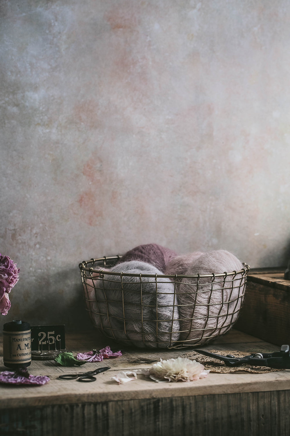 Short Round Brass Wire Basket