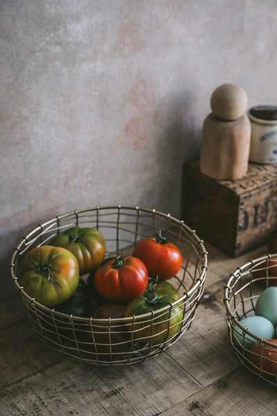 Short Round Brass Wire Basket