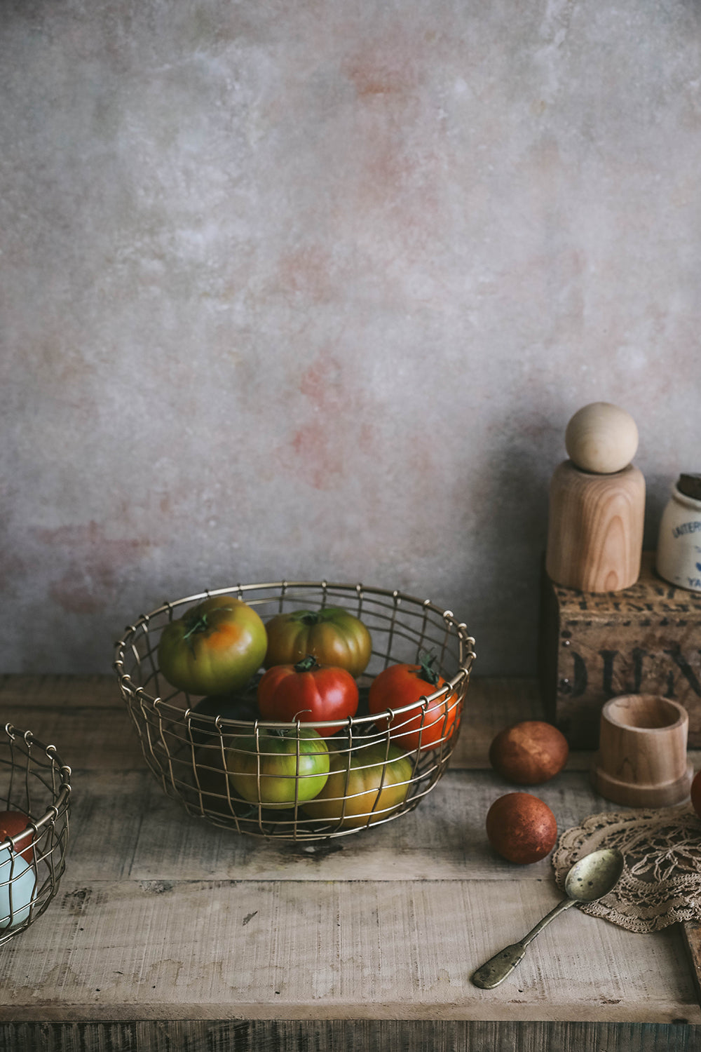 Short Round Brass Wire Basket