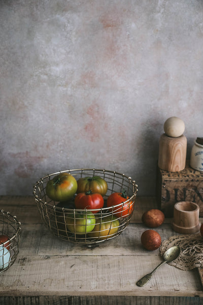 Short Round Brass Wire Basket