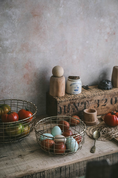 Short Round Brass Wire Basket - Small
