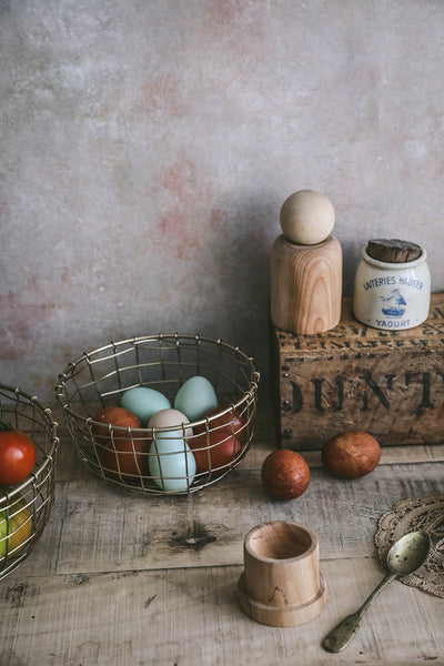 Short Round Brass Wire Basket - Small