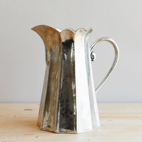 Handcrafted Tall Pewter Pitcher Vase