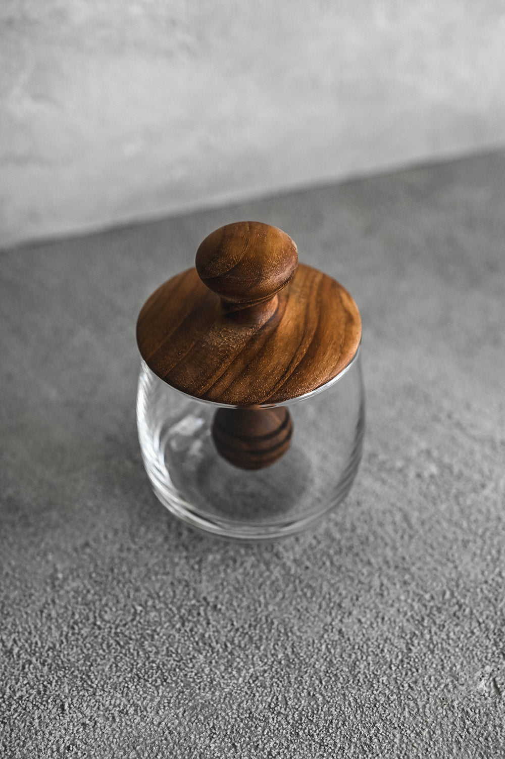 Teak & Glass Mini Honey Jar