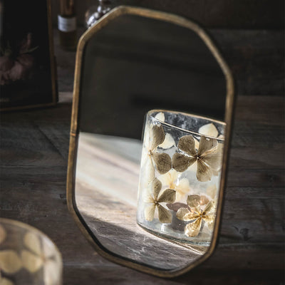 Textured Standing Brass Mirror