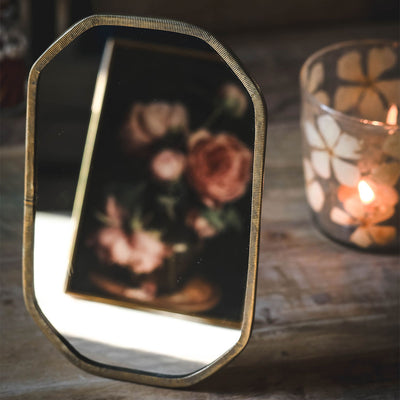 Textured Standing Brass Mirror