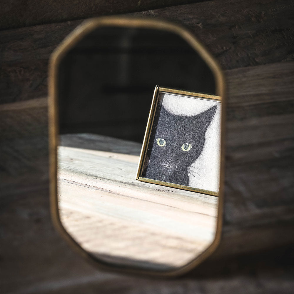 Textured Standing Brass Mirror