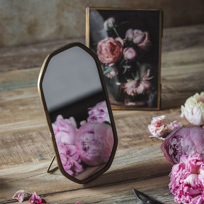 Textured Standing Brass Mirror