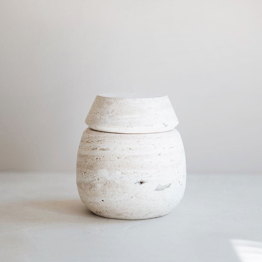 Hand-carved Travertine Canister