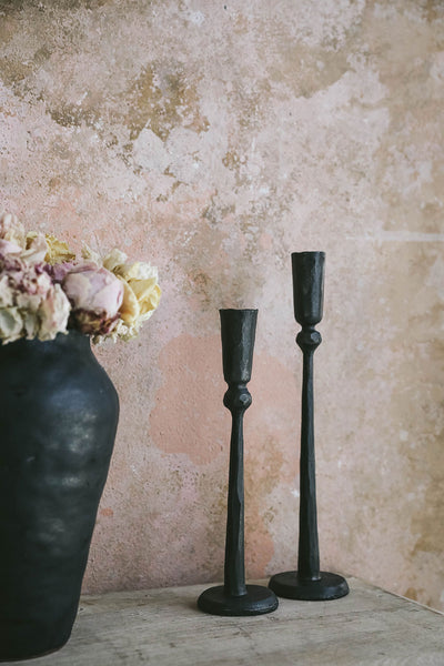 Hand-Forged Iron Candlestick Set