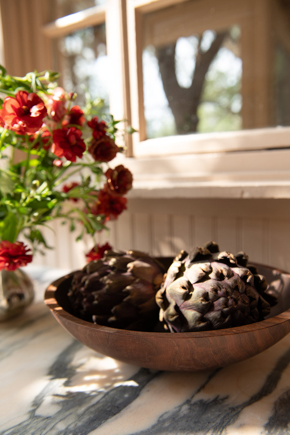 Roan Iris Walnut Wood Bowl