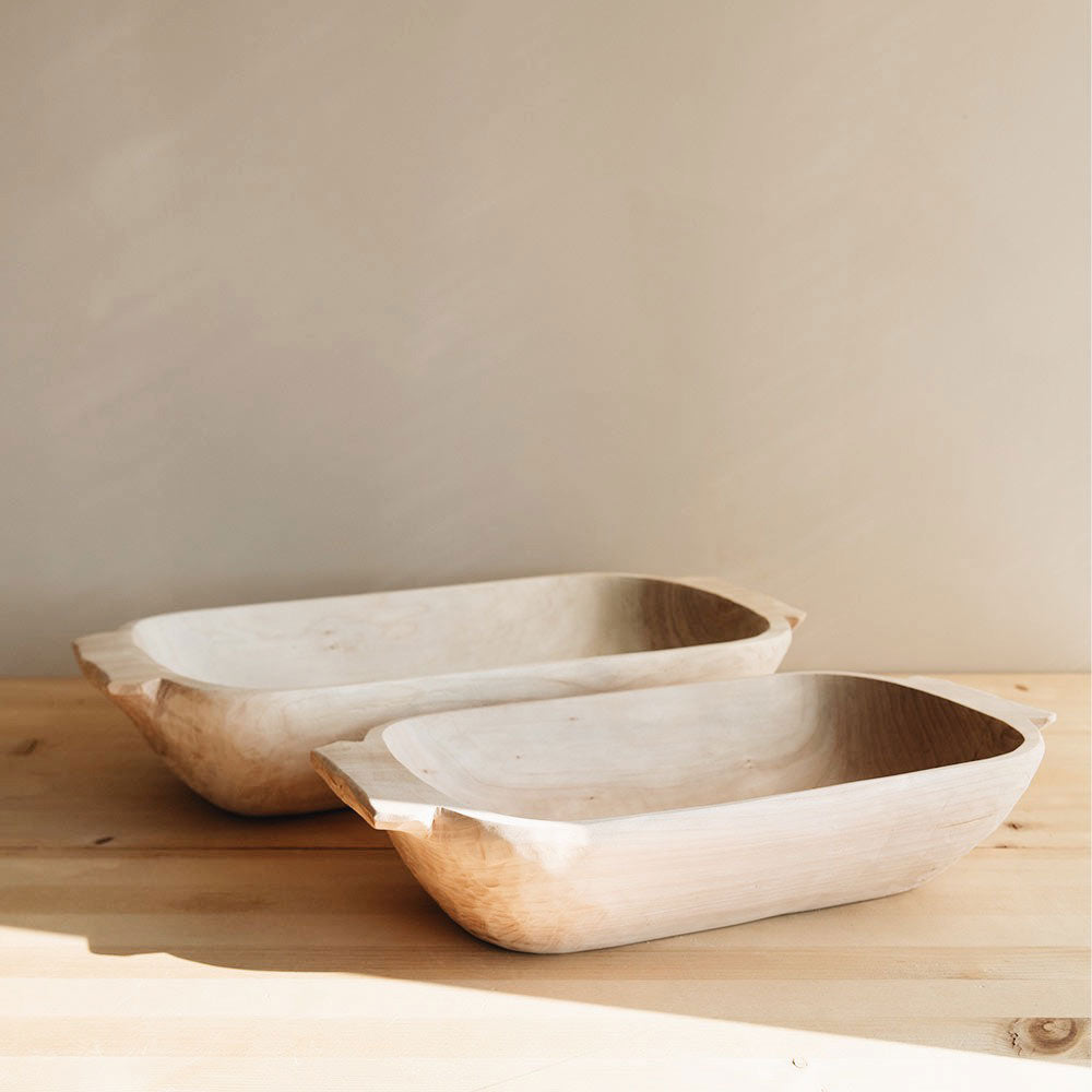 Hand-carved Wooden Dough Bowl