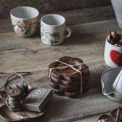 Wooden Petal Coaster Set