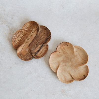 Wild Olive Wood Petal Tray Set