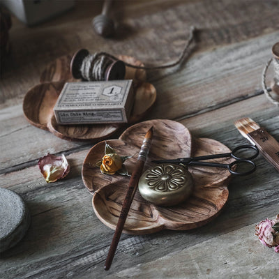 Wild Olive Wood Petal Tray Set