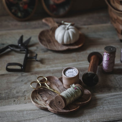 Wild Olive Wood Petal Tray Set